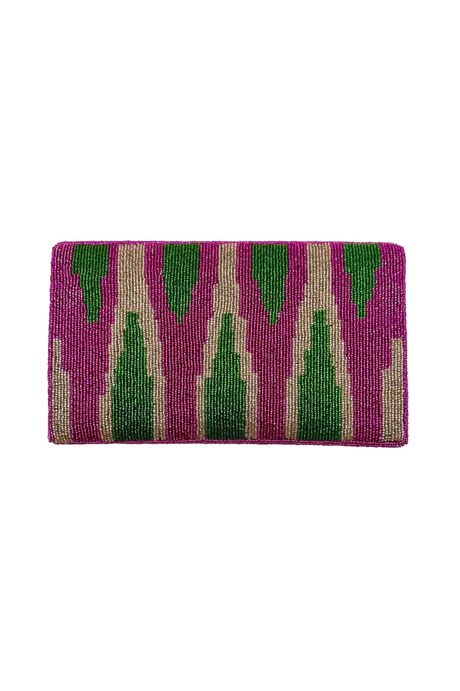 Clearance Namira Sequinned Clutch Bag Green/Pink Clutches