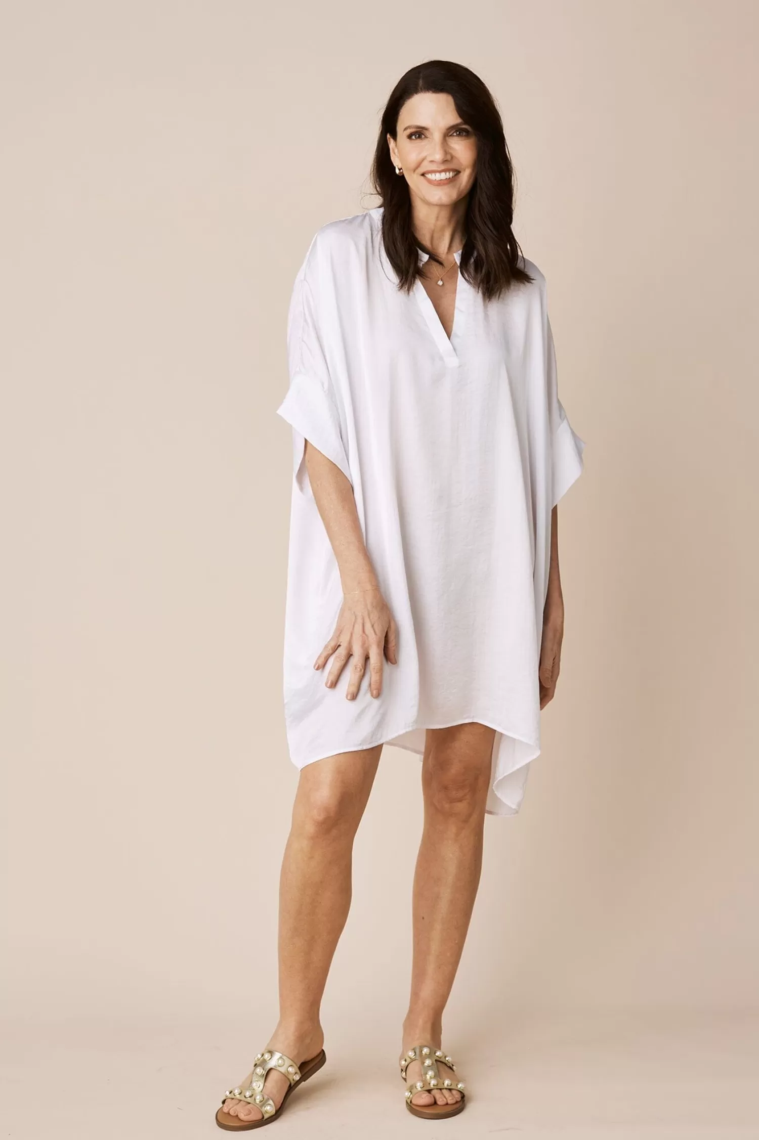 Hot Nice Tunic White Short Sleeve