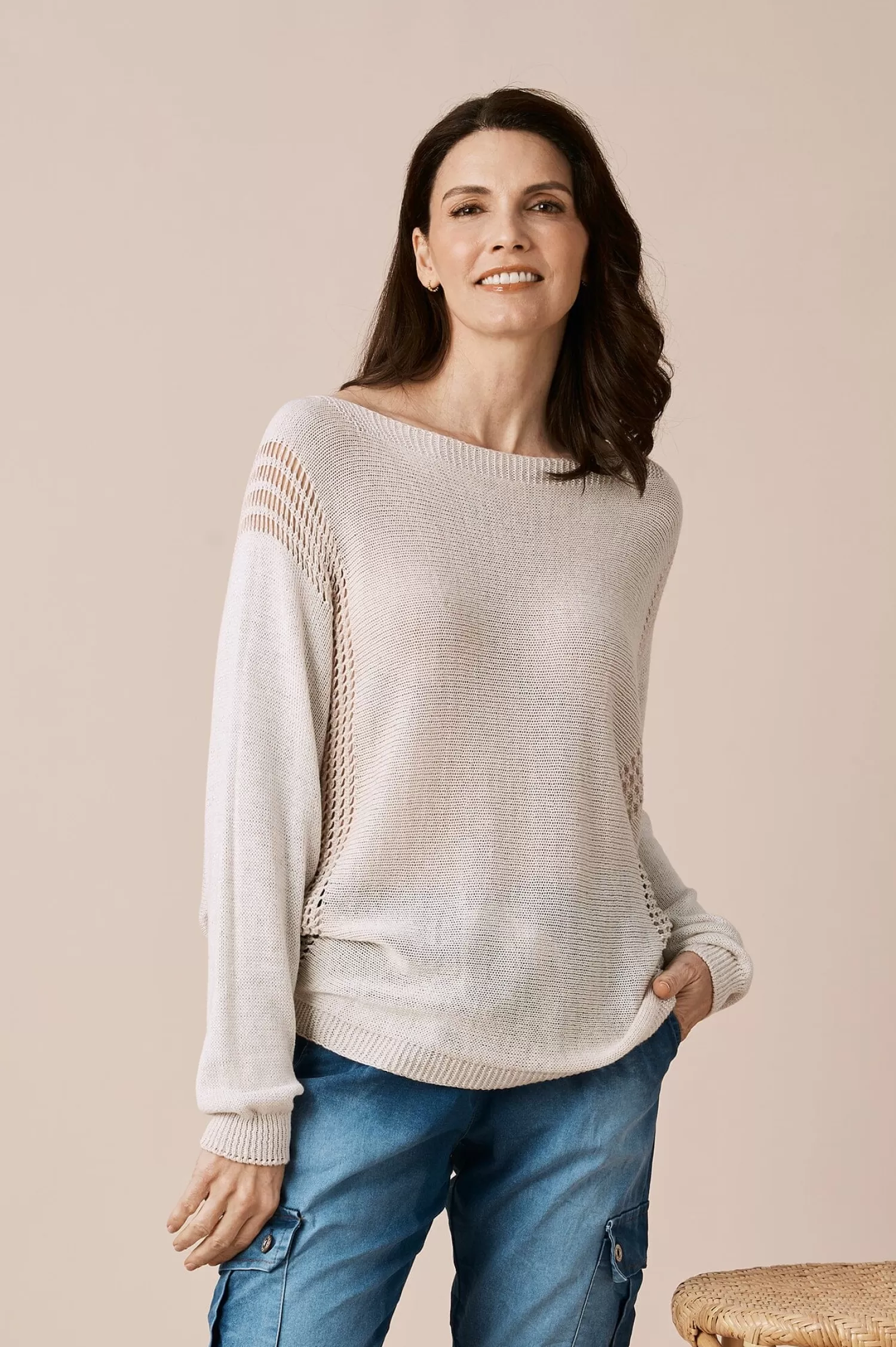 Hot Oriana Light Knitwear Ivory Shimmer Knitwear