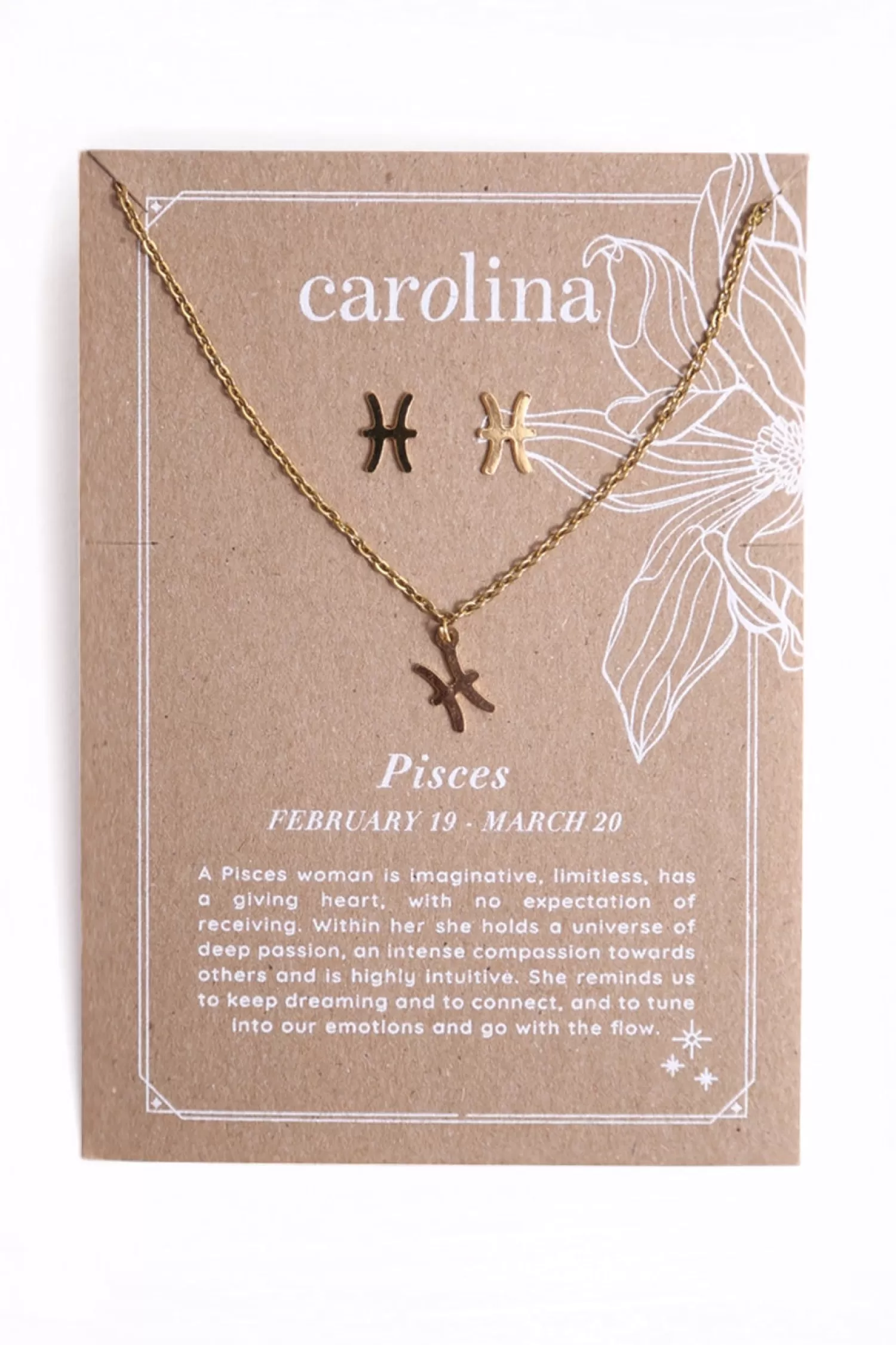 Cheap Pisces Zodiac Necklace & Earring Set Necklaces