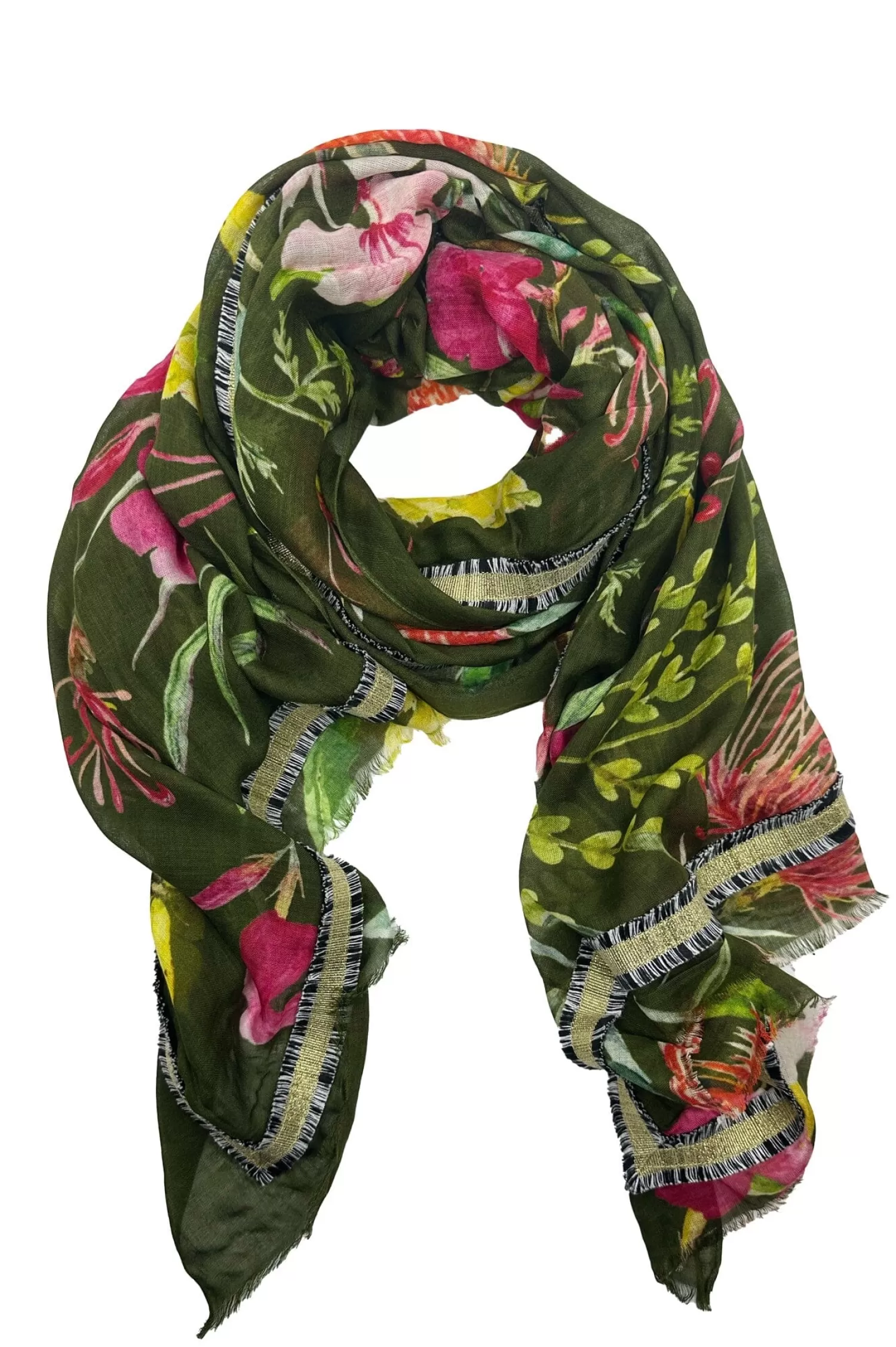 Hot Rebekah Floral Modal Scarf Olive Scarves