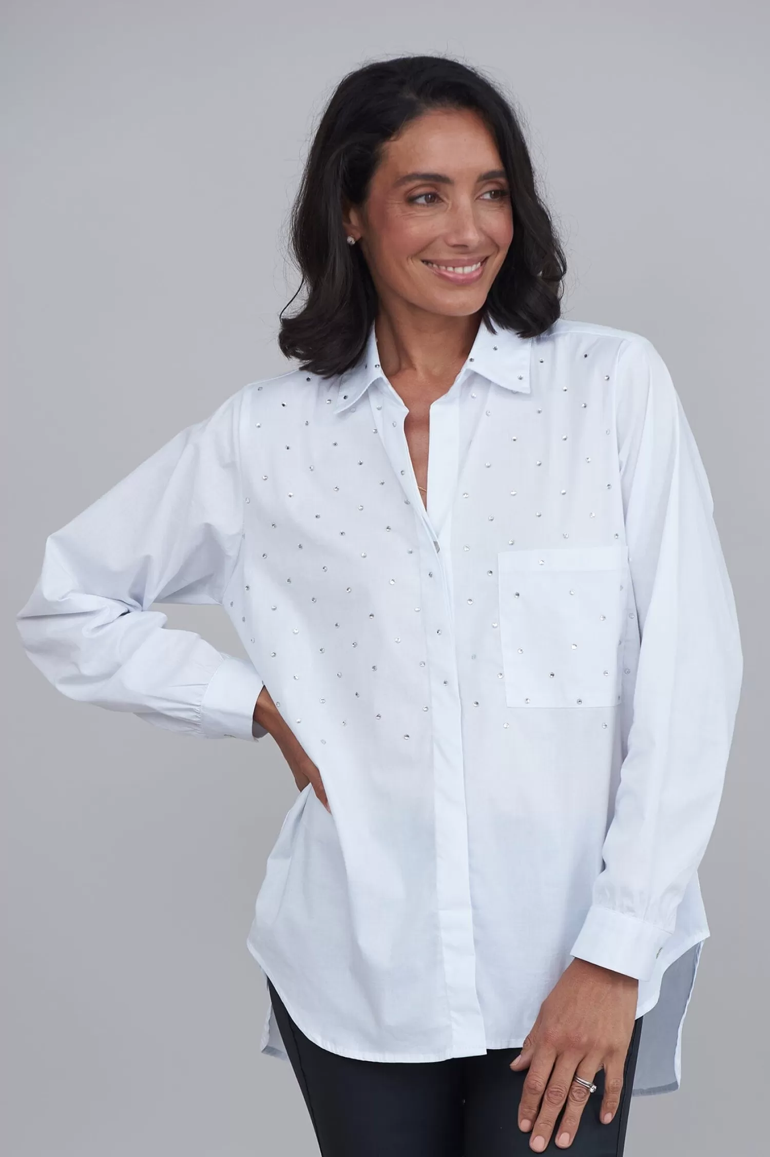 Best Sale Renata White Collared Shirt Long Sleeve