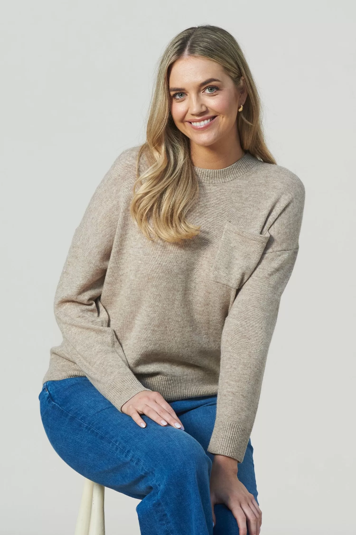 Discount Rhonda Jumper Oatmeal Knitwear