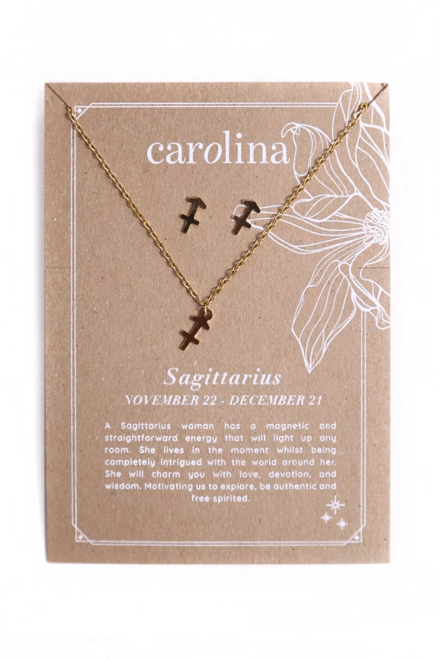 Discount Sagittarius Zodiac Necklace & Earring Set Necklaces