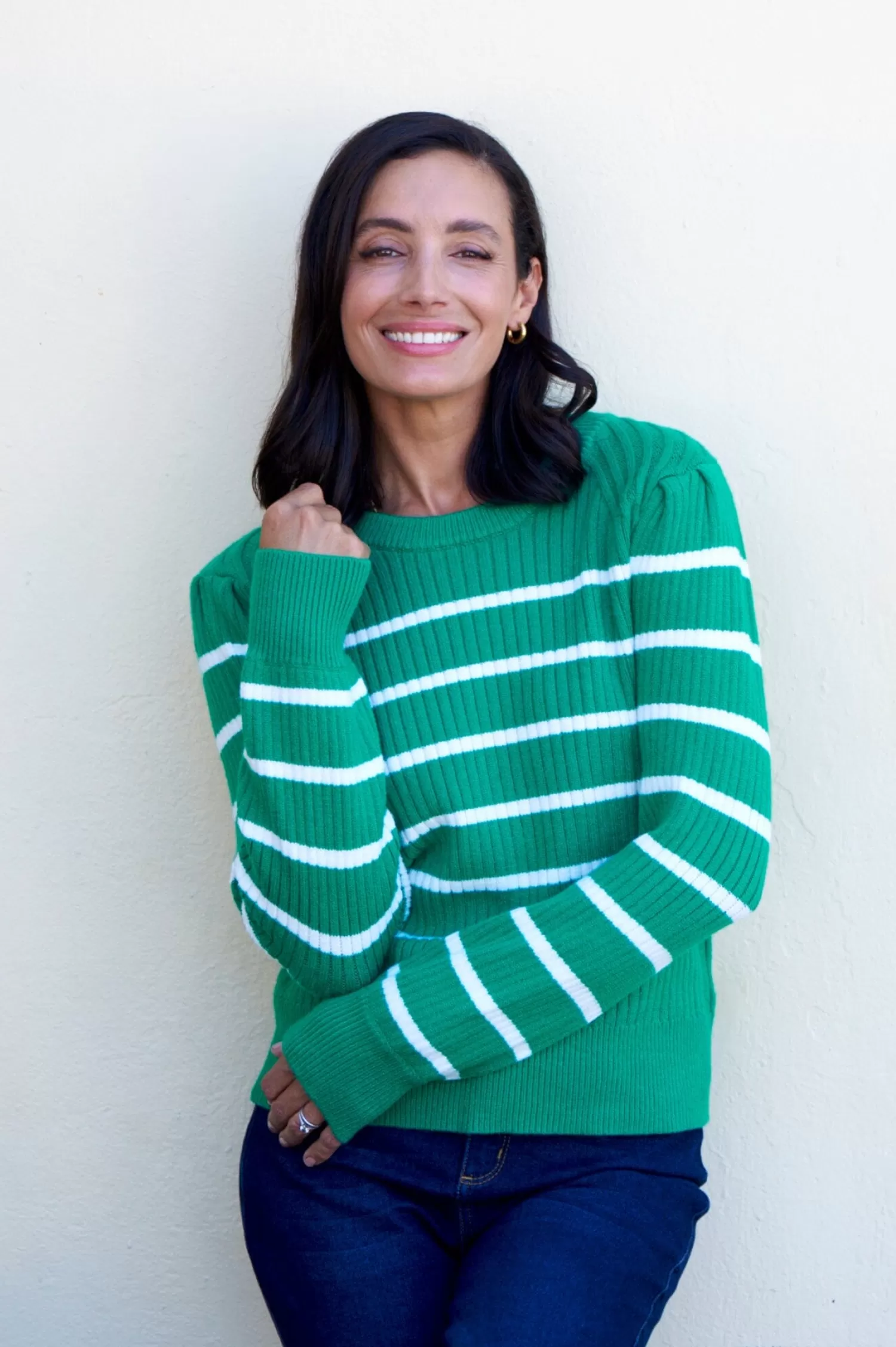 Online Sarah Sweater Emerald and Ivory Knitwear