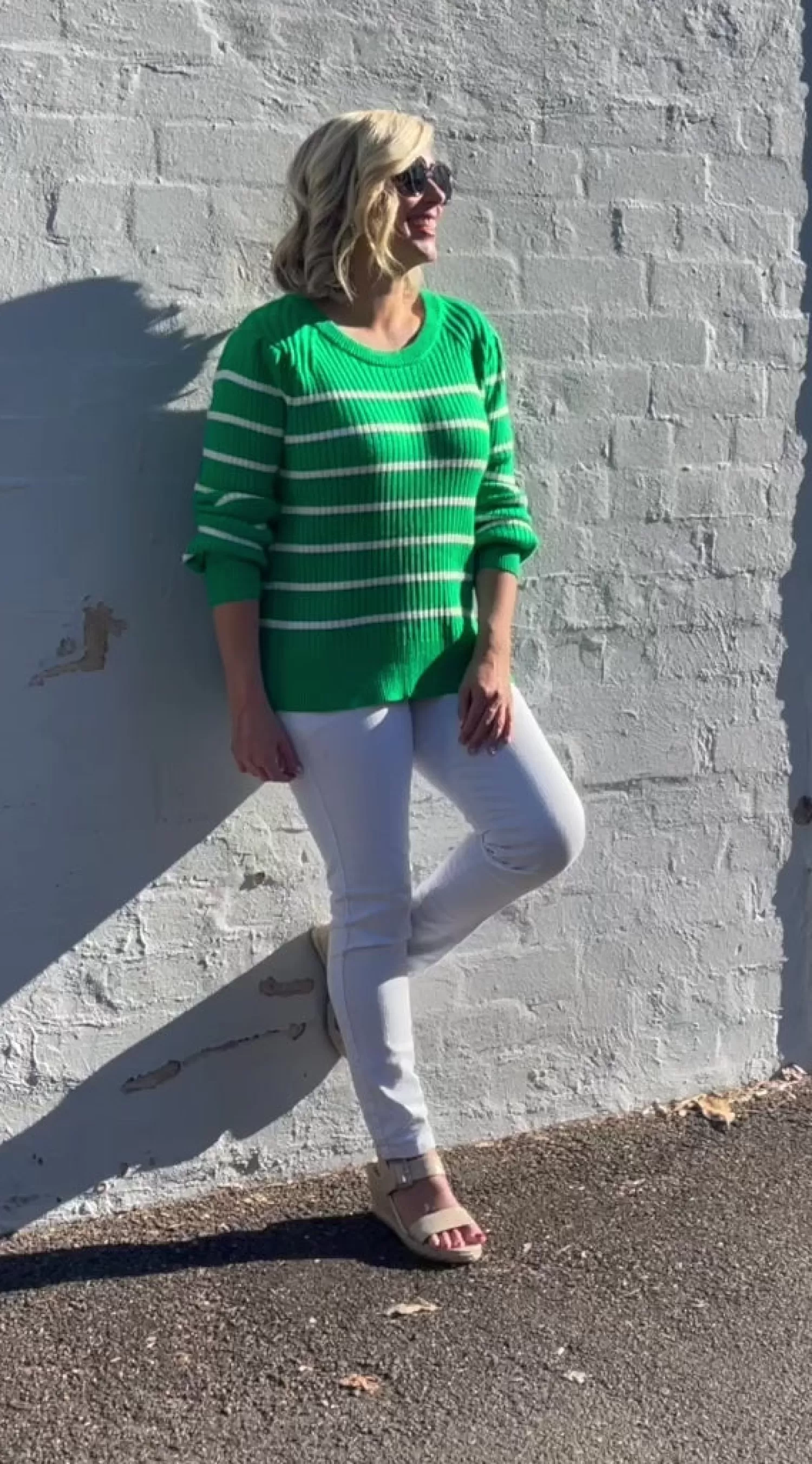 Online Sarah Sweater Emerald and Ivory Knitwear