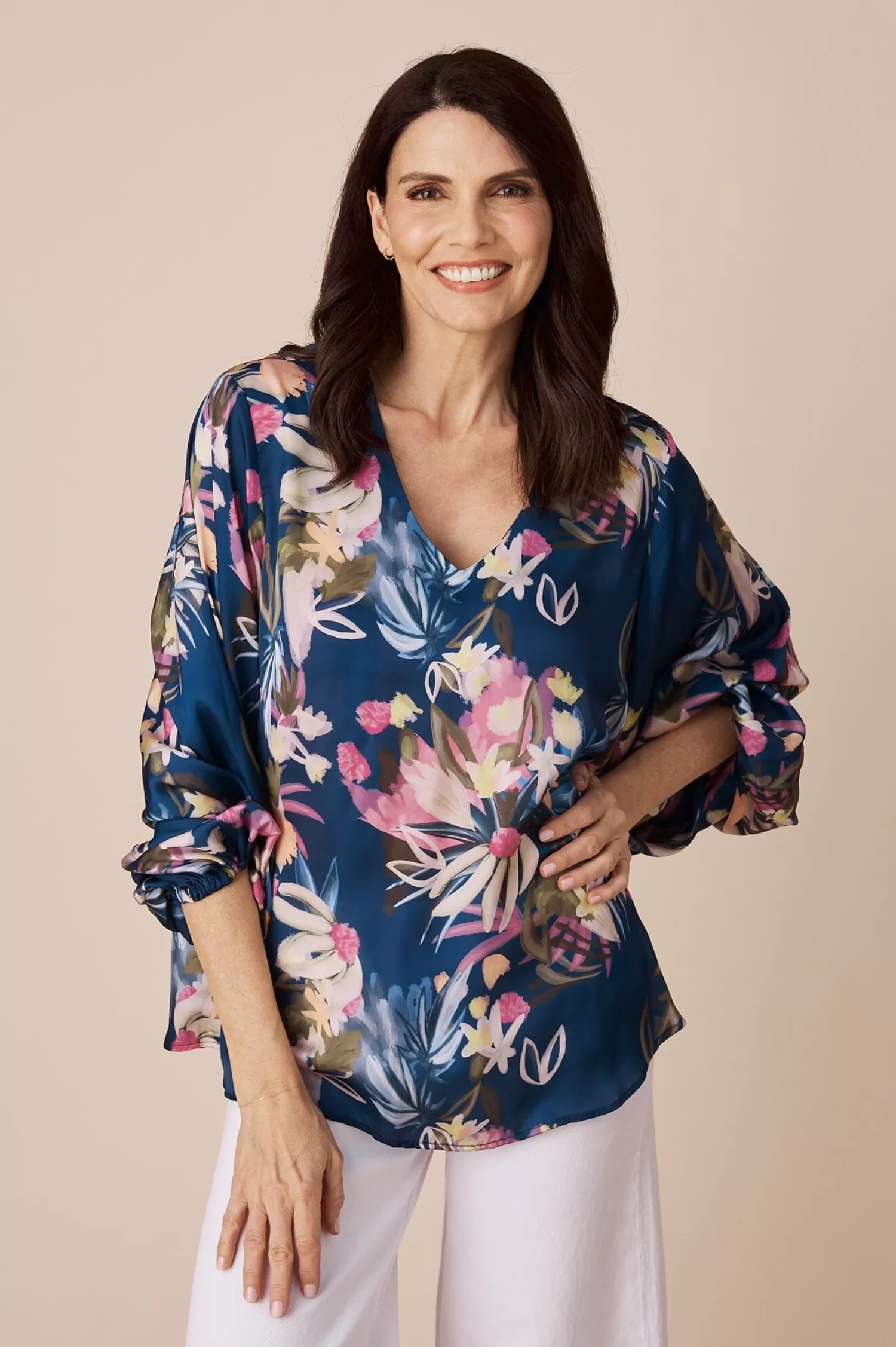 Hot Sovana Long Sleeve Top in Minka Print Sovana Tops | Long Sleeve