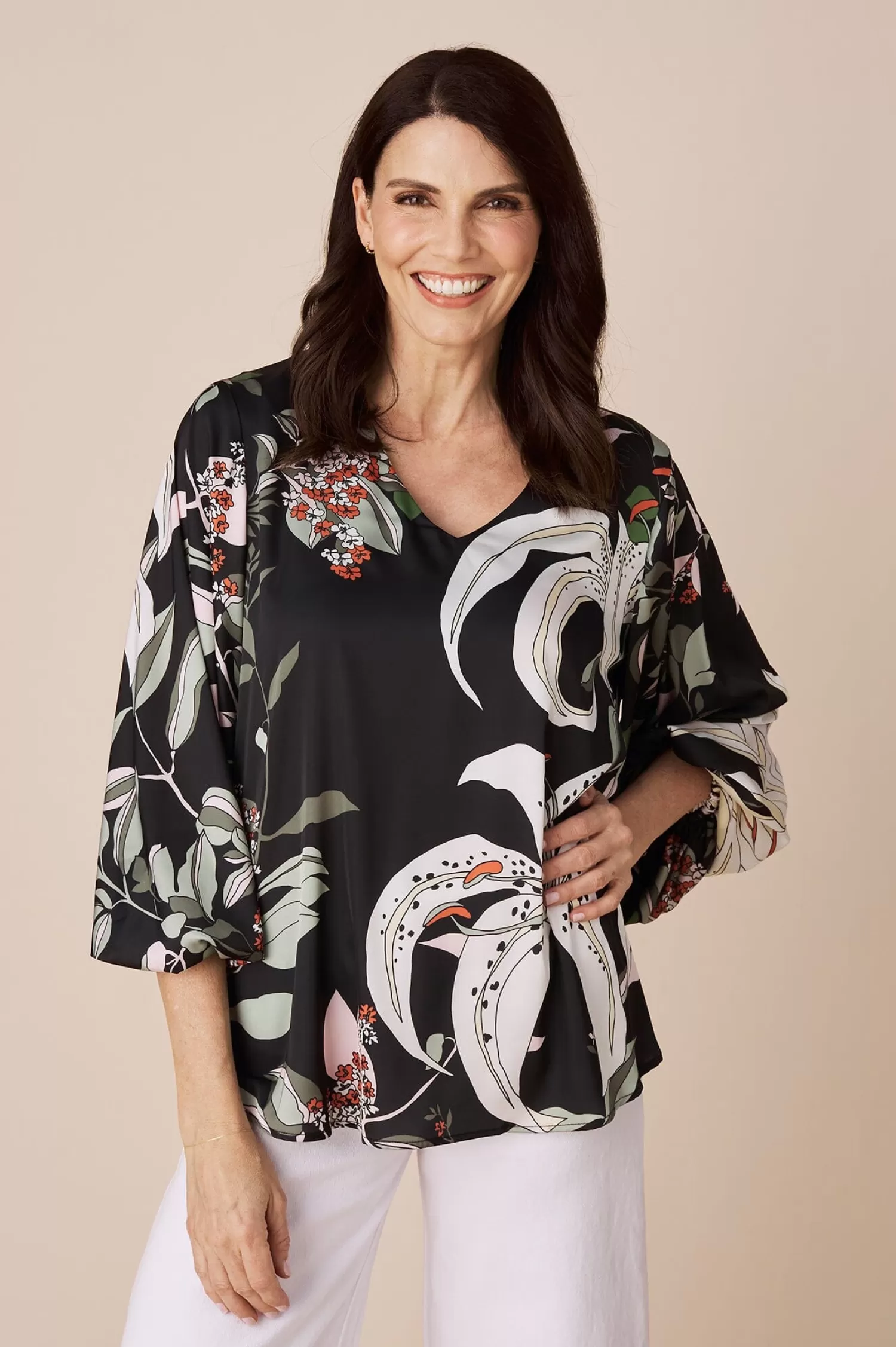 Hot Sovana Long Sleeve Top in Zaila Print Sovana Tops | Long Sleeve