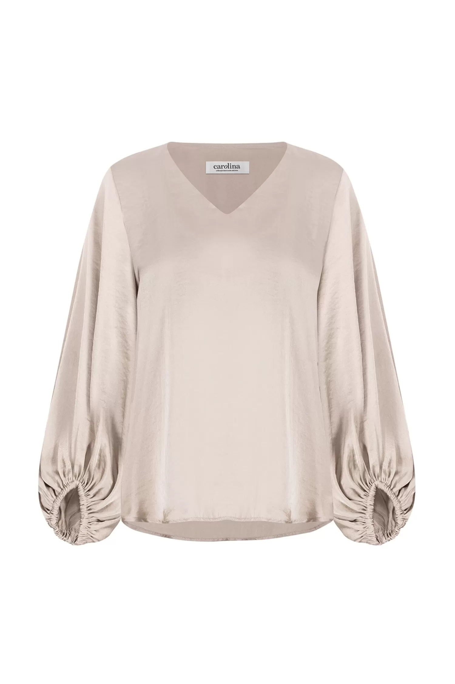 Discount Sovana V-Neck Long Sleeve Top Almond Sovana Tops | Long Sleeve