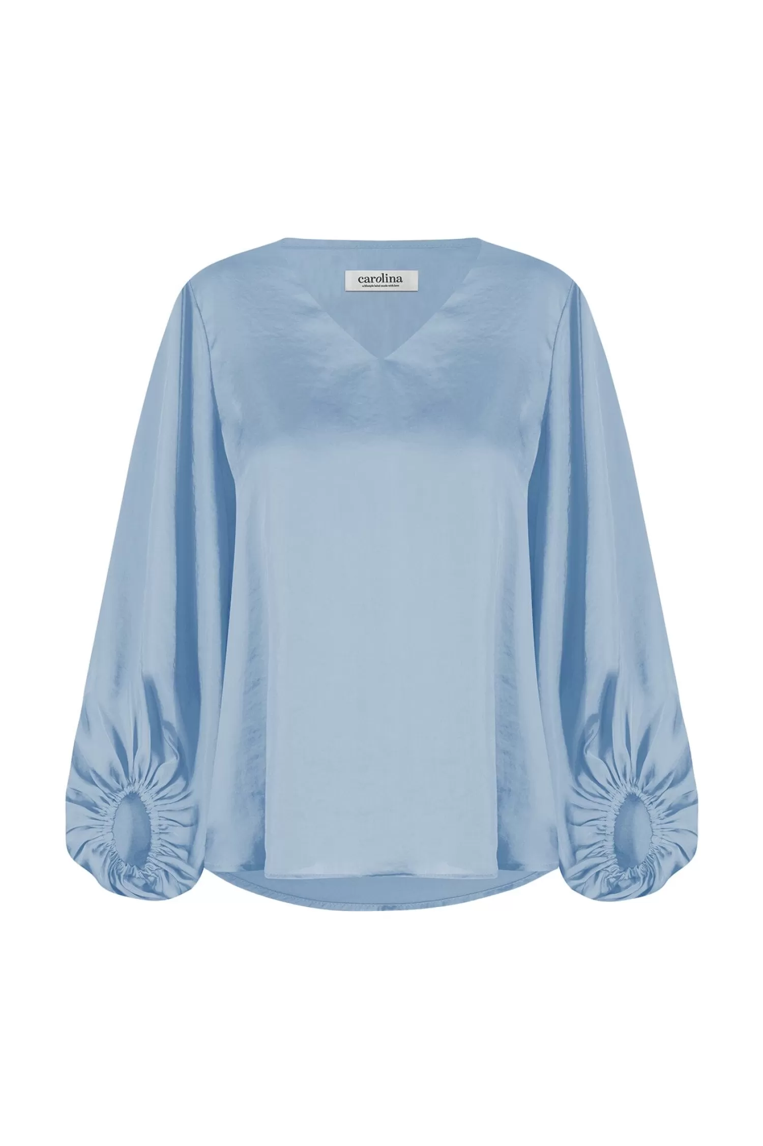 Shop Sovana V-Neck Long Sleeve Top Blue Grey Sovana Tops | Long Sleeve