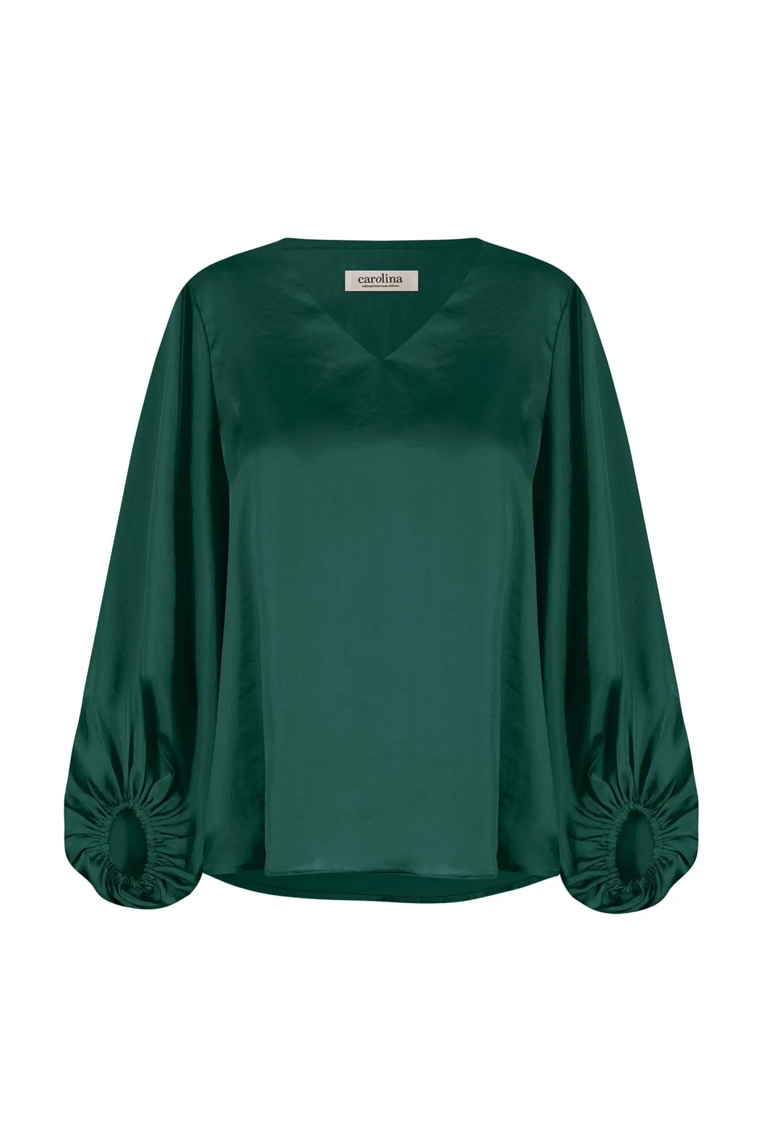 Fashion Sovana V-Neck Long Sleeve Top Forest Green Sovana Tops | Long Sleeve