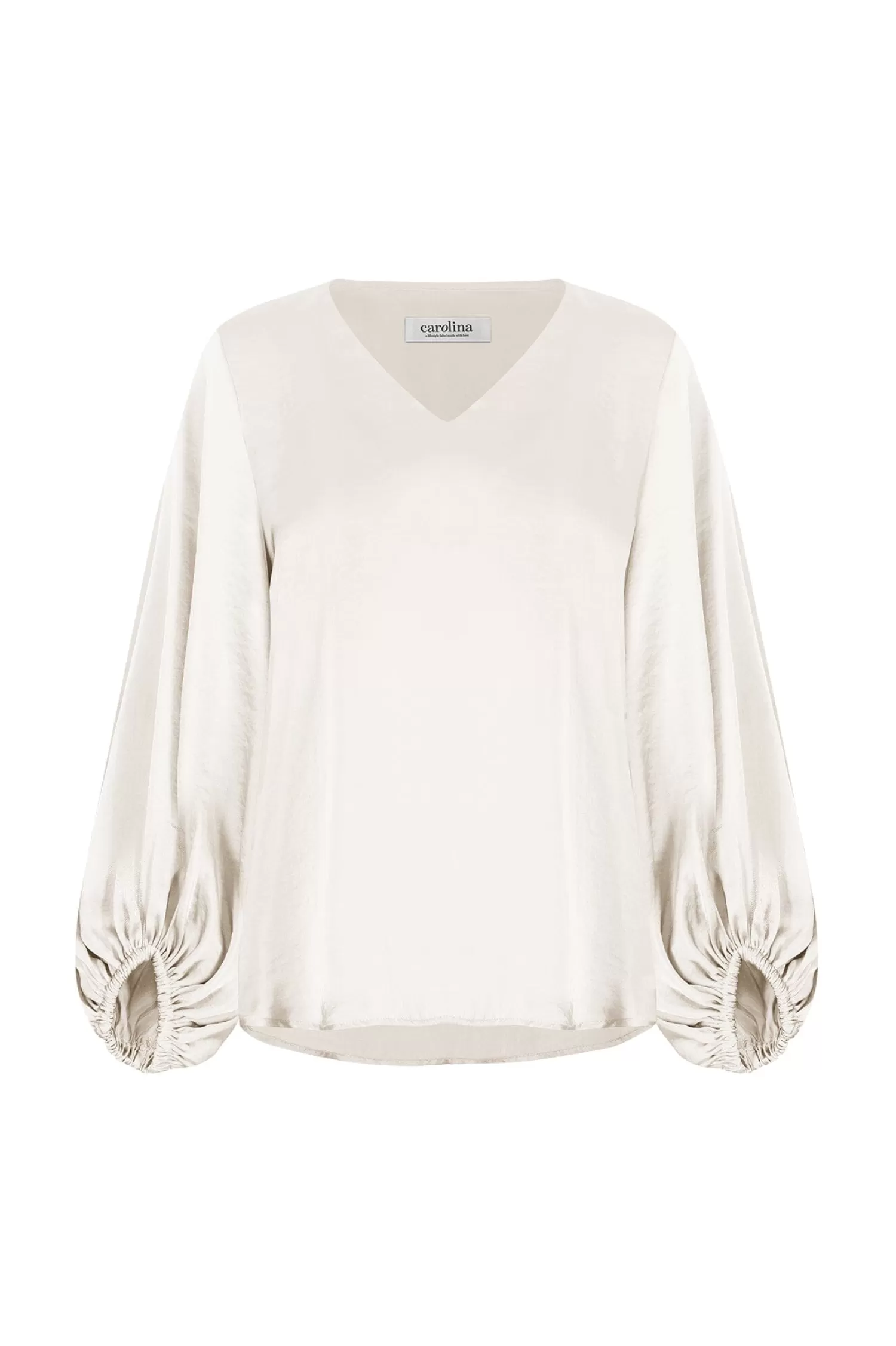 Discount Sovana V-Neck Long Sleeve Top Light Gold Sovana Tops | Long Sleeve