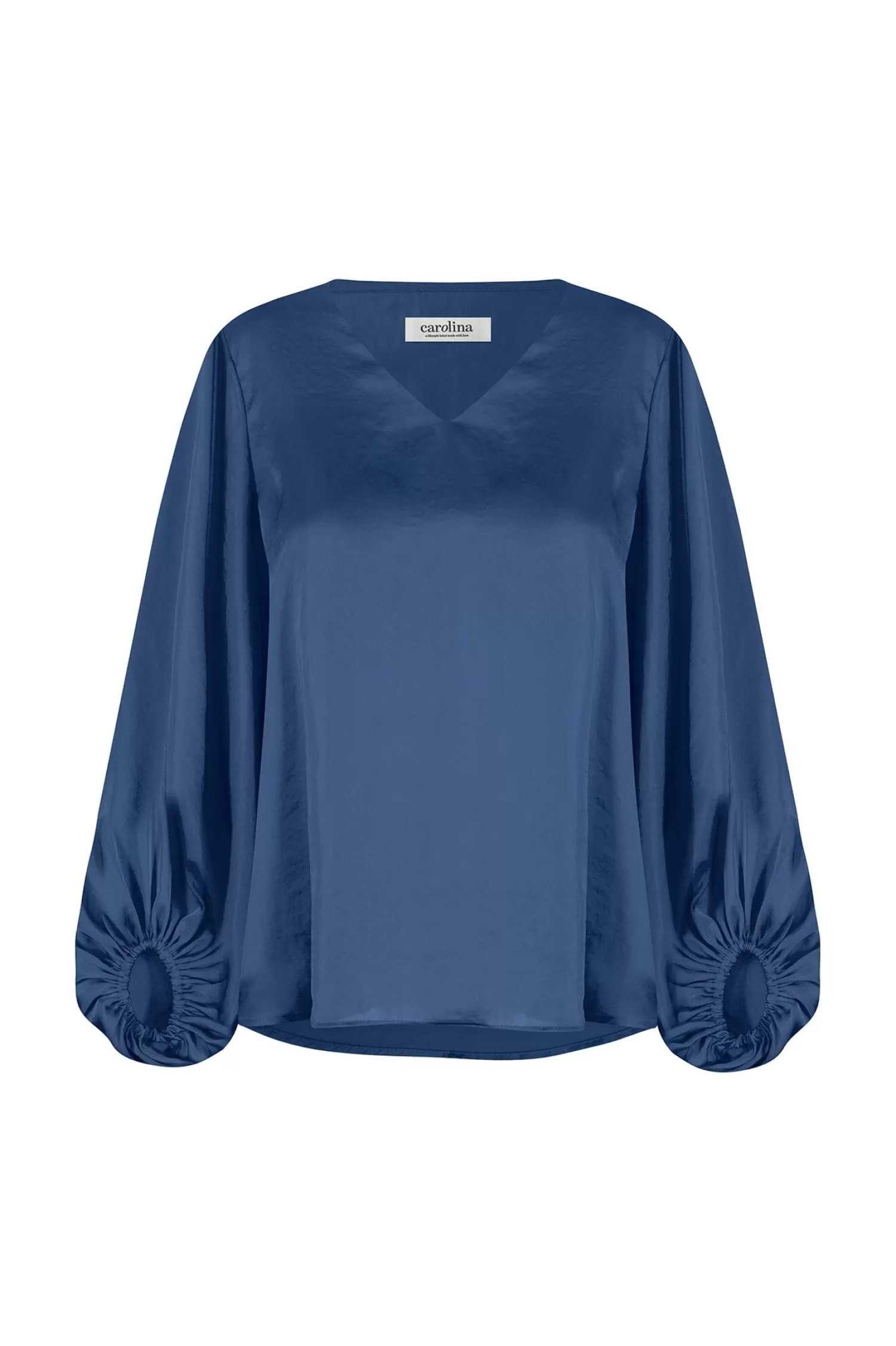 Clearance Sovana V-Neck Long Sleeve Top Navy Sovana Tops | Long Sleeve