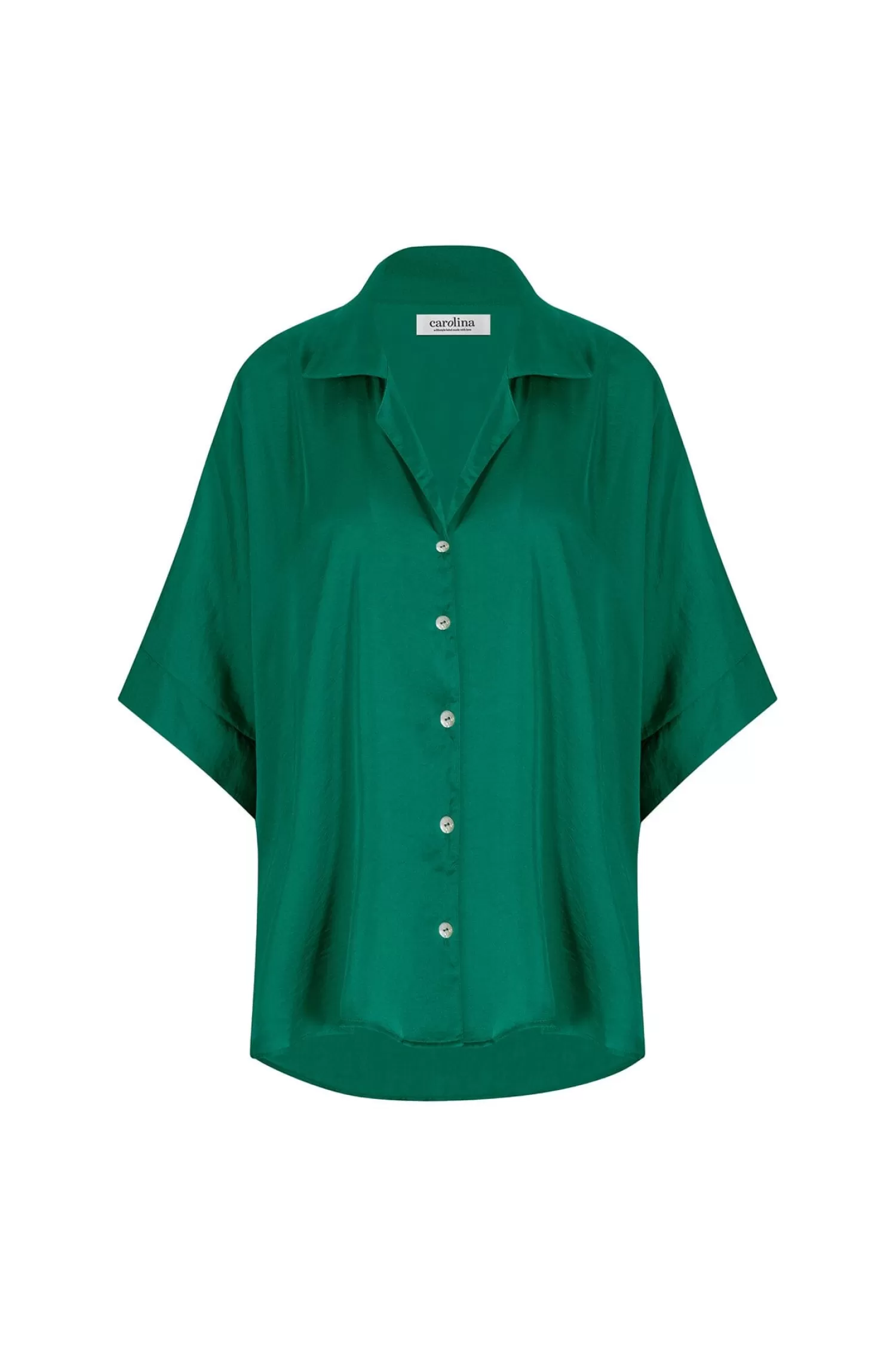 Store Tory Short Sleeve Collared Shirt Emerald Short Sleeve