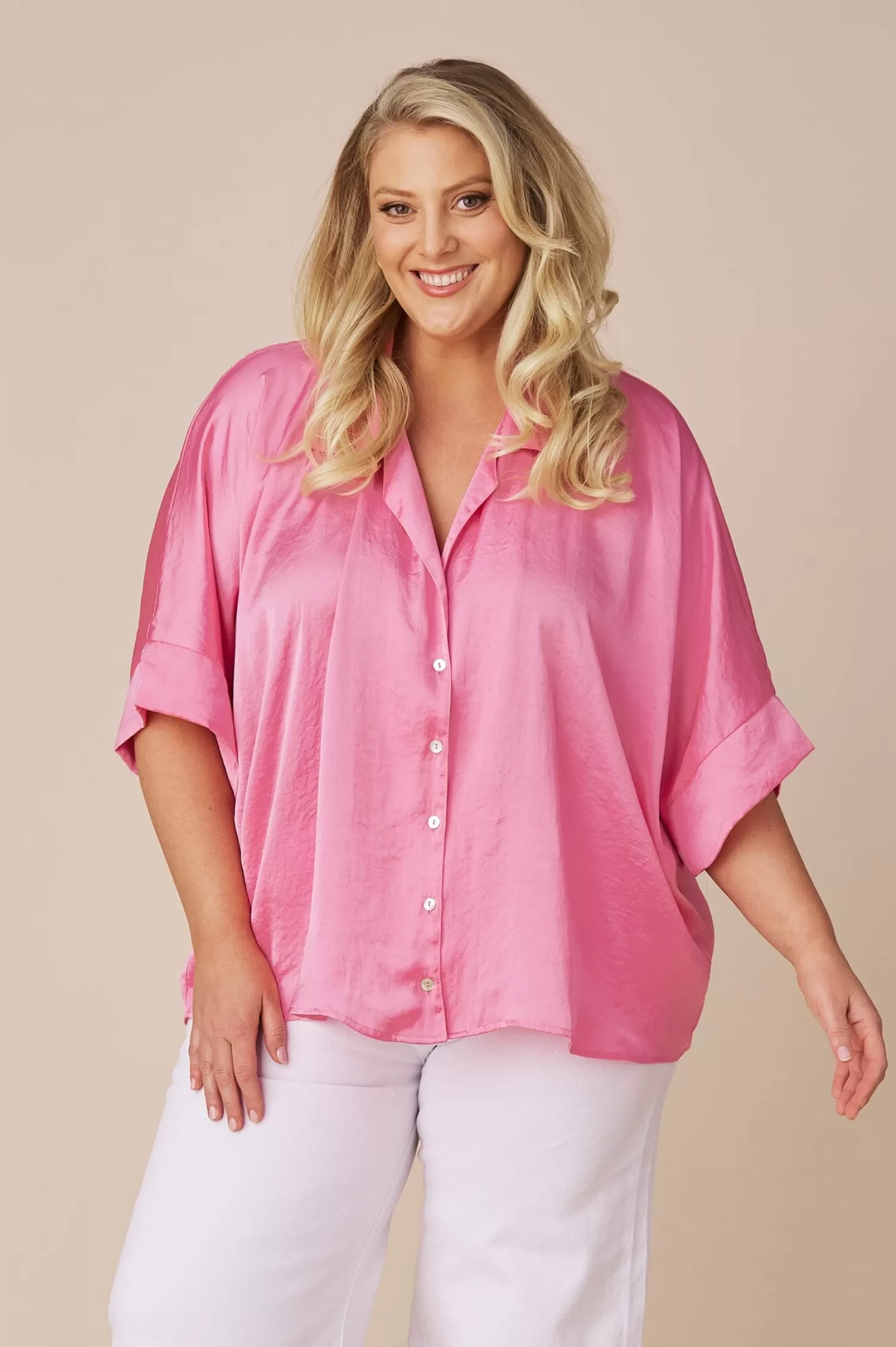 Flash Sale Tory Short Sleeve Collared Shirt Pink Short Sleeve