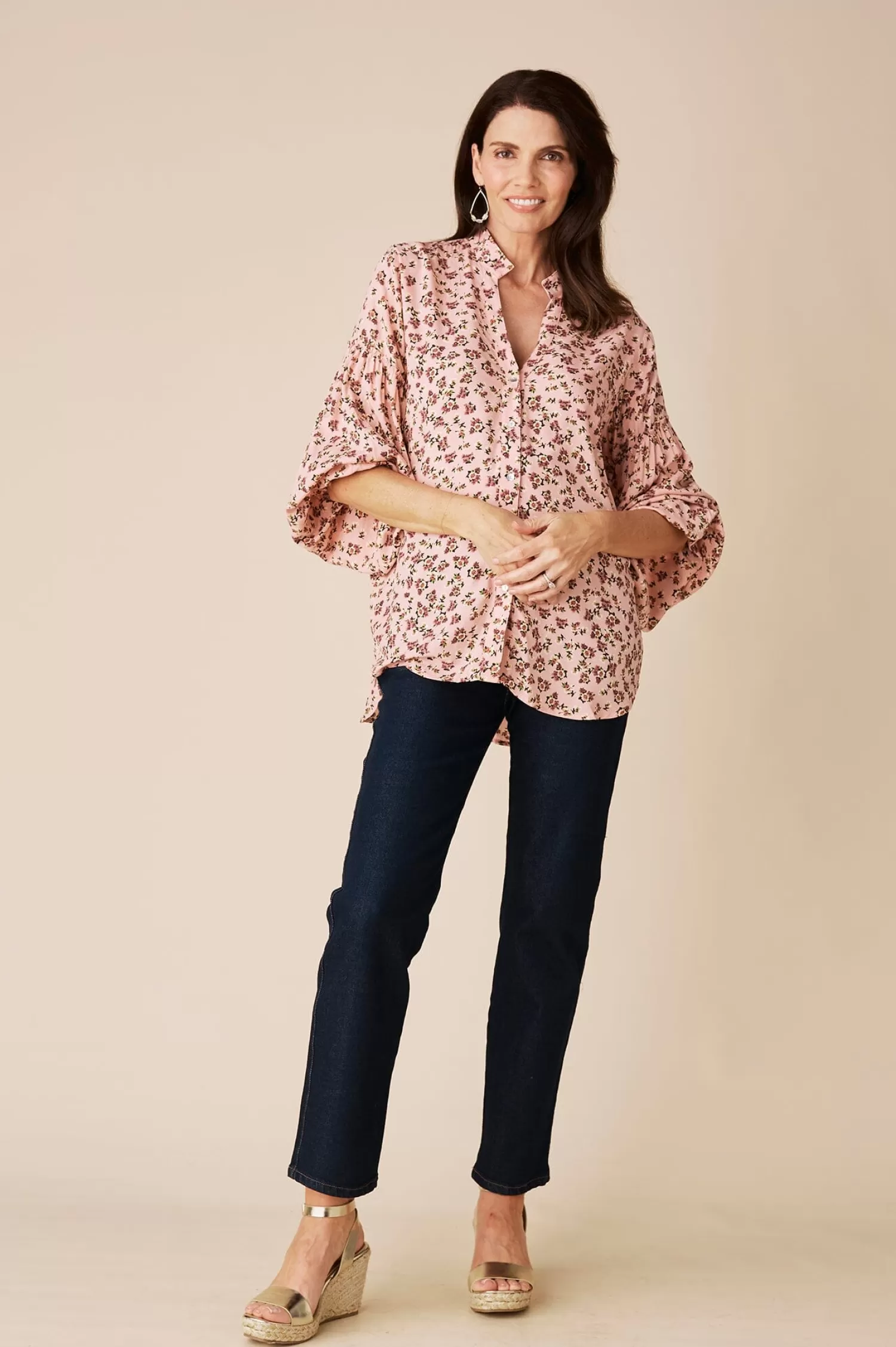 New Valletta Floral Long Sleeve Top Blush Long Sleeve