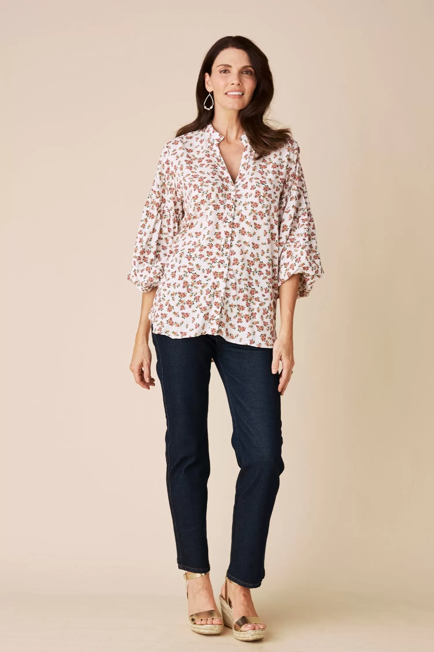 Hot Valletta Floral Long Sleeve Top White Long Sleeve