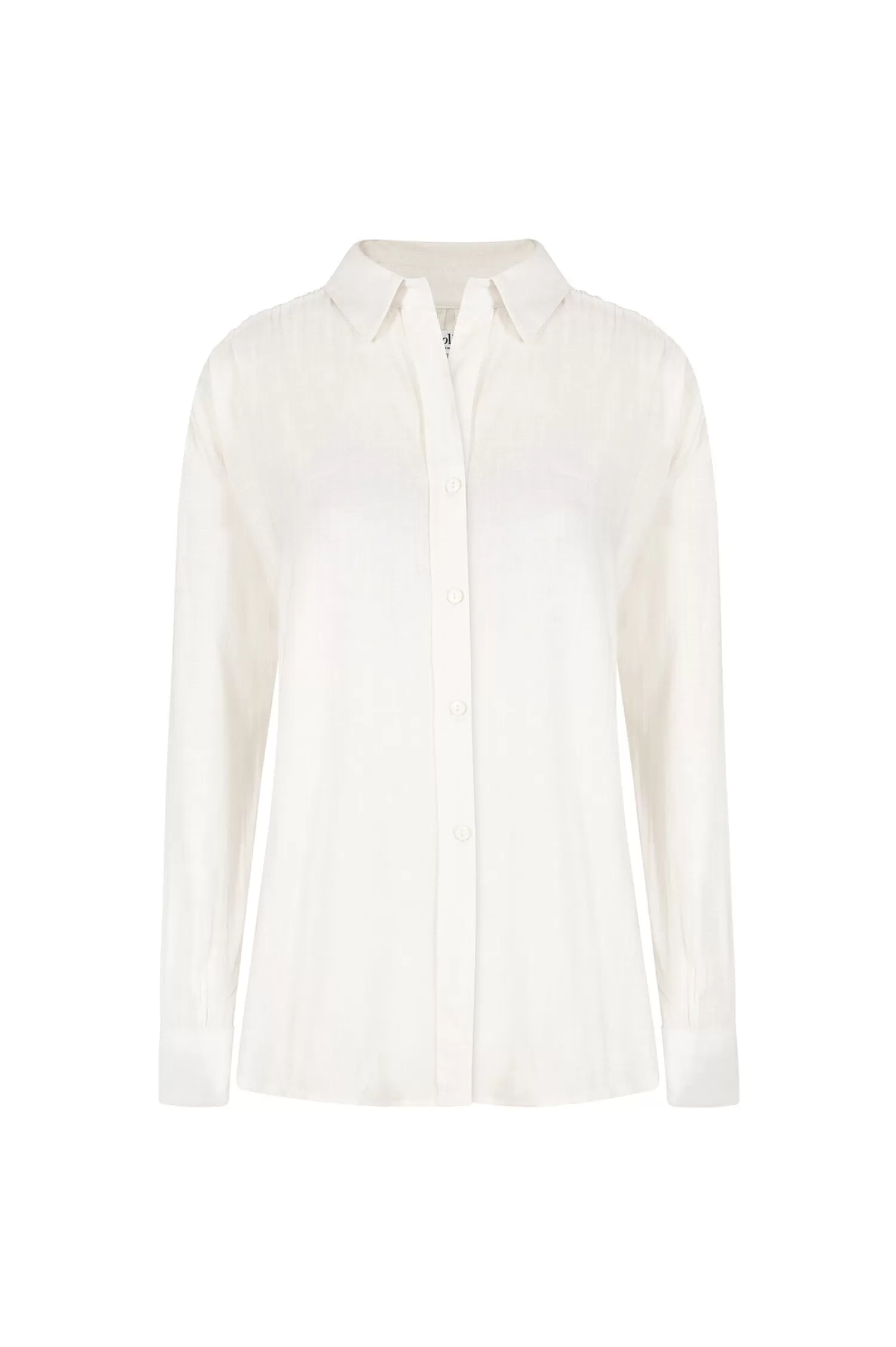 Fashion Wendy Long Sleeve Collared Shirt Ivory Long Sleeve