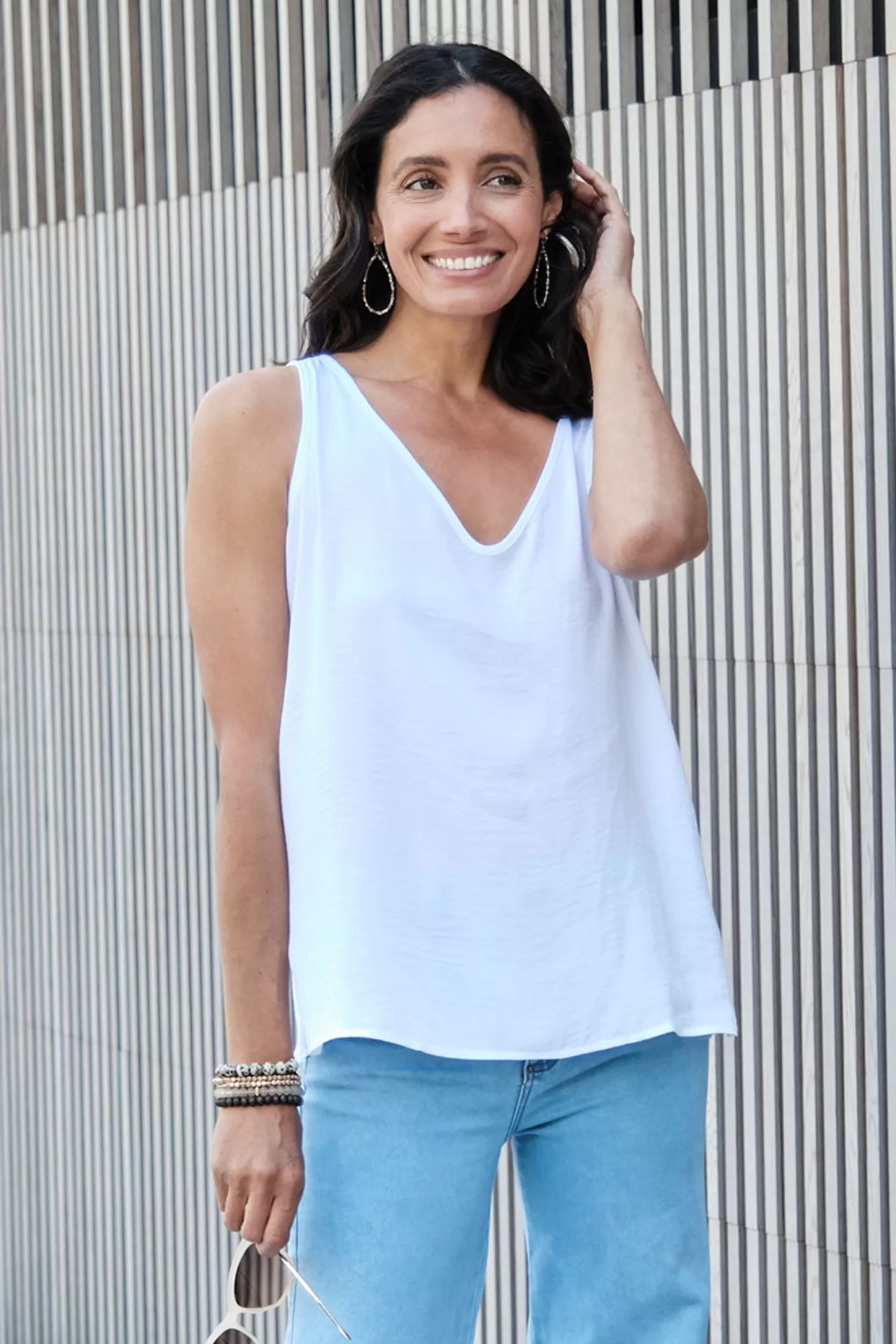 Best Zoe Sleeveless Top White Short Sleeve